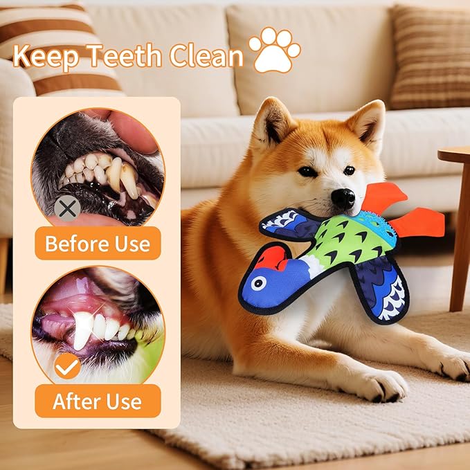 Interactive Squeaky Dog Toys,Crinkle Dog Toy to Keep Them Busy,Colorful Absurd Duck Dog Toys,Fun for Indoor Puppies,Chewing and Playing(Green)