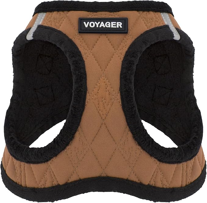 Best Pet Supplies - All Weather Mesh/Plush, Reflective, No Pull Harness for Small, Medium Dogs, Cats - Secure with Hook & Loop Fastener, Buckle, Double D-Rings - Beige Plush, L
