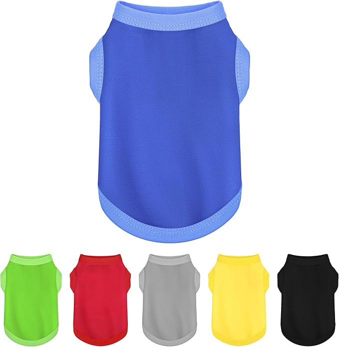 Elevate Your Dog's Fashion Quotient with Colorful and Breathable Sleeveless Cotton Shirts! Perfect Pet Apparel for Small to Medium Dogs Blue 3XL