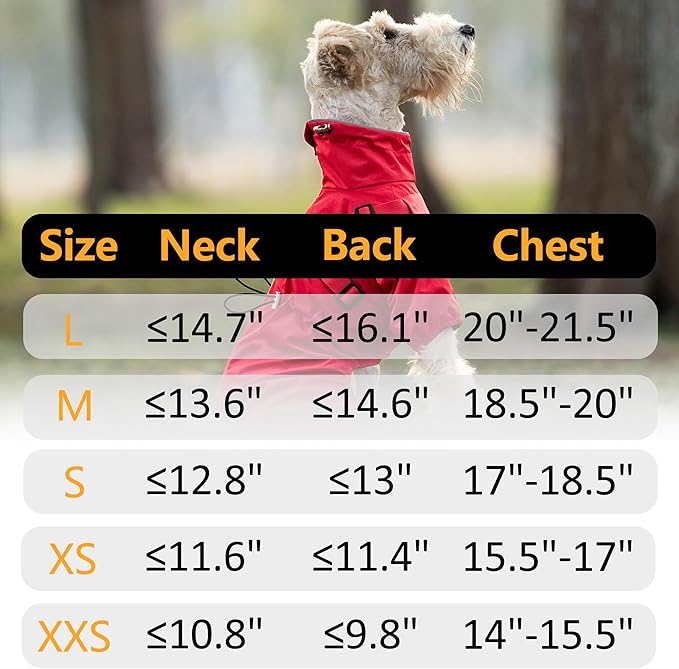 Mile High Life Waterproof Dog Raincoat, Full Coverage Small Dog Rain Coat with Harness, Adjustable 4 Legs Puppy Rain Jacket with Reflective Strip and Elastic Cuffs (Red, XS Back Length 11.4")