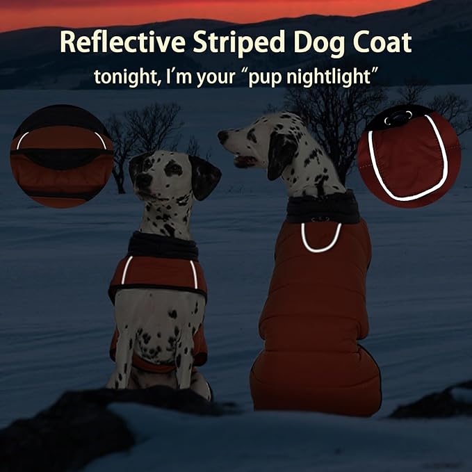 MIGOHI Lightweight Dog Coat, Windproof Dog Jacket, Puffer Jacket for Medium Dogs, Padded Vest with Reflective Strips, Warm Snow Vest in Cold Weather, Easy On Hook & Loop Belly, Caramel, L