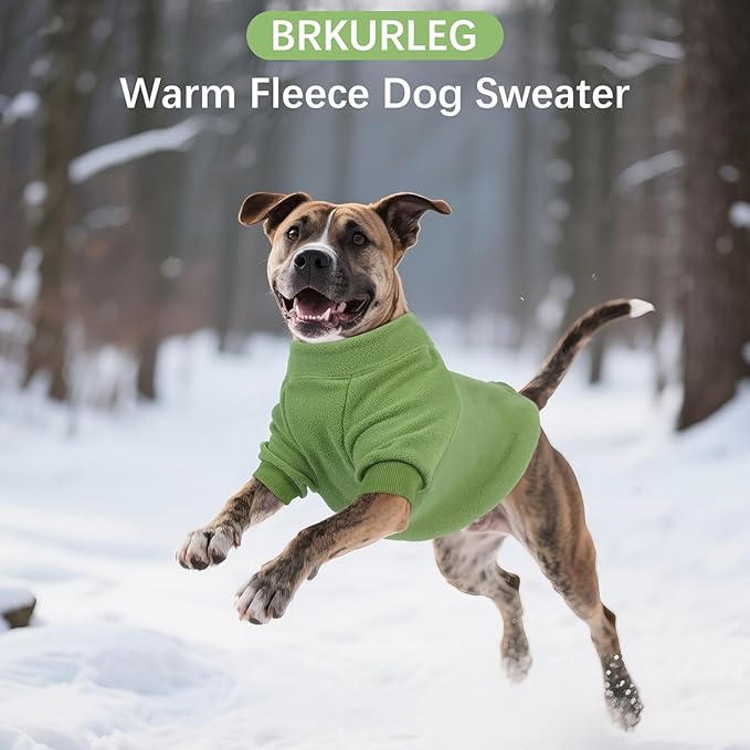 BRKURLEG Dog Sweater Warm Soft Fleece Dogs Sweaters, Turtleneck Sweatshirt for Small Medium Large Dogs, Dog Winter Coat, Christmas Pet Jacket with Zipper Cold Weather Coat (Green, XXXL)
