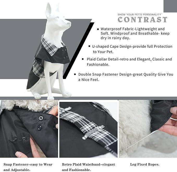 MAMORE Dog Jacket Waterproof Outdoor Vest for Smal Medium Large Dogs, Windproof Adjustable Breathable Lightweight Fashion Casual Dog Clothes (Black&White, Large)