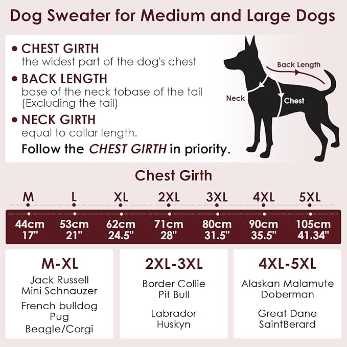 Dog Sweaters for Large Dogs XXXL, Warm Dog Sweater with Harness Hole, Christmas Pullover Sweaters for Dogs Boy Girl, Winter Turtleneck Pet Jumper for Doberman, Great Dane, NavyBlue 4XL