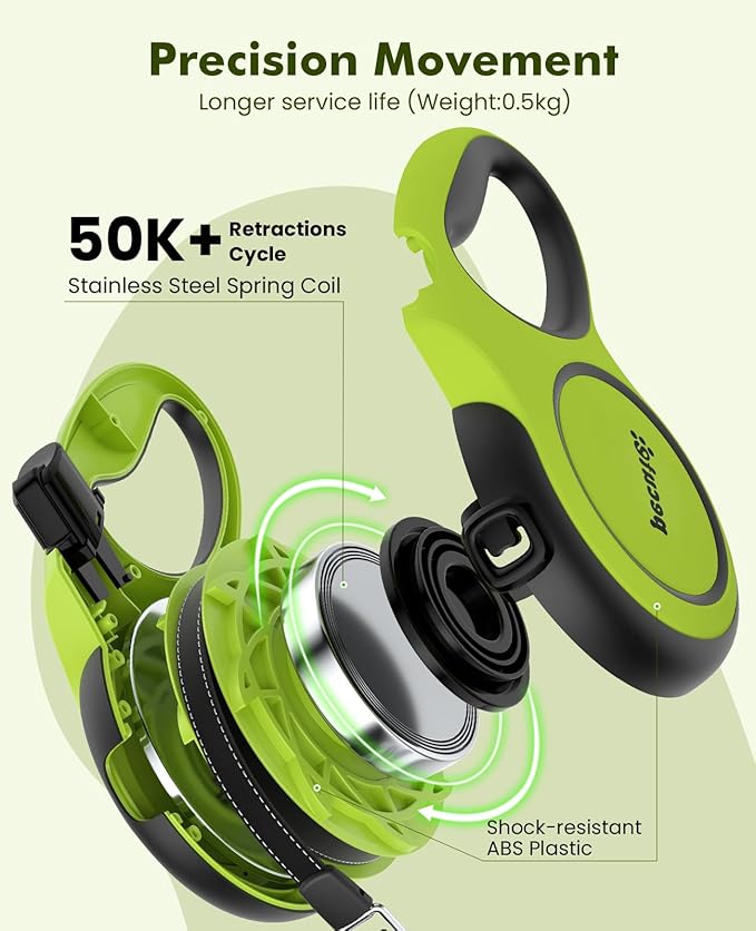Retractable Dog Leash for Large Dogs, 26ft Heavy Duty Retractable Dog Leash with Poop Bag Holder, Anti-Slip Soft Grip, Reflective Leashes for Medium Large Pets up to 110 lbs(Green)