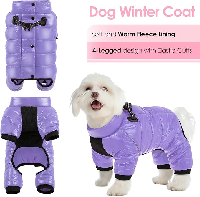 AOFITEE Dog Coat, Waterproof Dogs Jacket for Winter, Warm Fullbody Small Dog Snowsuit, Winter Coat for Small Dogs, Zip Up Pet Puffer Jacket Fleece Vest, Outdoor Reflective Pet Snow Jackets, XXL