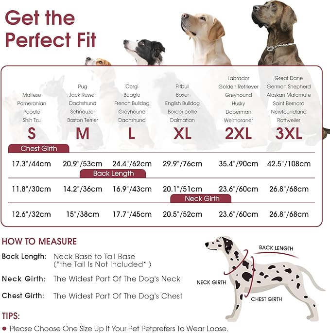 Queenmore Dog Jacket, Dog Coats for Large Dogs, Large Pet Coat with Harness Built in, Thick Fleece Snow Jacket for Extra Large Breeds, Waterproof Windproof Pet Apparel Cold Weather, Burgundy 3XL