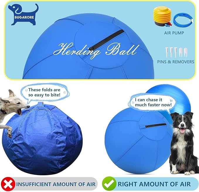 Herding Ball for Dogs- 25" Dog Herding Ball for Dogs/Horse, Dog Agility Equipment for Australian/German Shepherd Collie, Toys for Christmas/Birthday Gifts, Blue