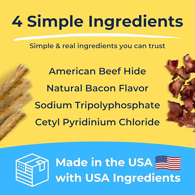 Tartar Shield Soft Rawhide Chews | Safe Dental Treats for Large Dogs | Vet VOHC Approved | Daily Bone Cleans Teeth & Gums Fresh Breath Oral Health Support | USA Made | (Large Dogs / 24 Count)