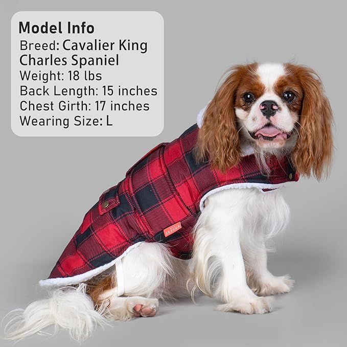 KYEESE Dog Coat Soft Pet Sweater with Leash Hole Windproof Dogs Jacket with Fleece Lined Warm Cat Clothes for Cold Weather Thick Pet Winter Puffer Coat with Pocket Waterproof Dog Coats for Large Dogs