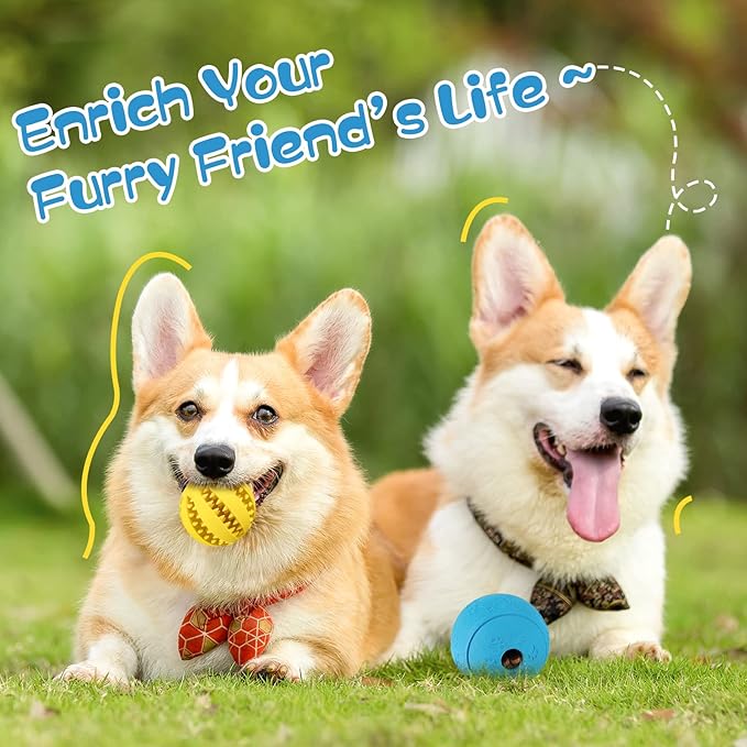 HIPPIH Dog Puzzle Toys 2 Pack, Dog Enrichment Toys for Large Dogs & Small Dogs, Puppy Balls for Treat Dispensing, Durable Balls for Teeth Cleaning/IQ Training/Chewing