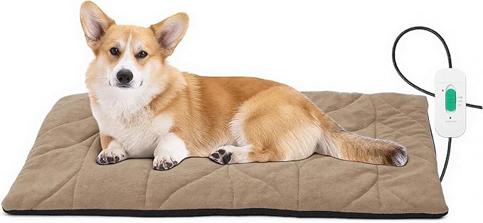 Dog Heating Pad (48"x28") - Waterproof Electric Heated Mat & Pet Bed for Indoor and Outdoor Use, Chew Resistant Cord, Machine Washable Cover with Wheat Pattern Quilting, for Cats and Pets