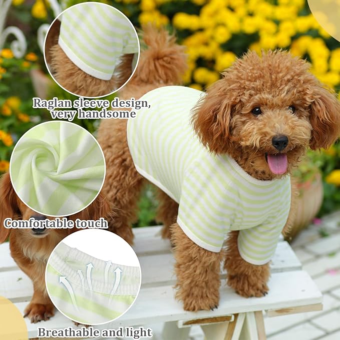 Geyoga 6 Pieces Dog Striped T-Shirt Cotton Breathable Pet Apparel Colorful Puppy Sweatshirt Clothes for Small to Medium Dogs Puppy(Gentle Color,M)