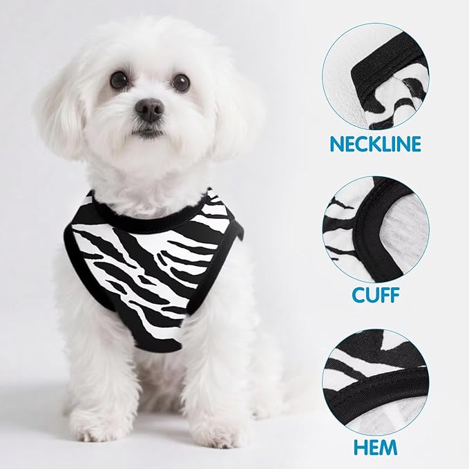 Adorable Zebra Print Dog Shirts – Lightweight, Cozy Outfit for Small to Medium Dogs, Soft & Snuggly Pet Wear for Everyday Comfort and Cuteness.Black 3XL