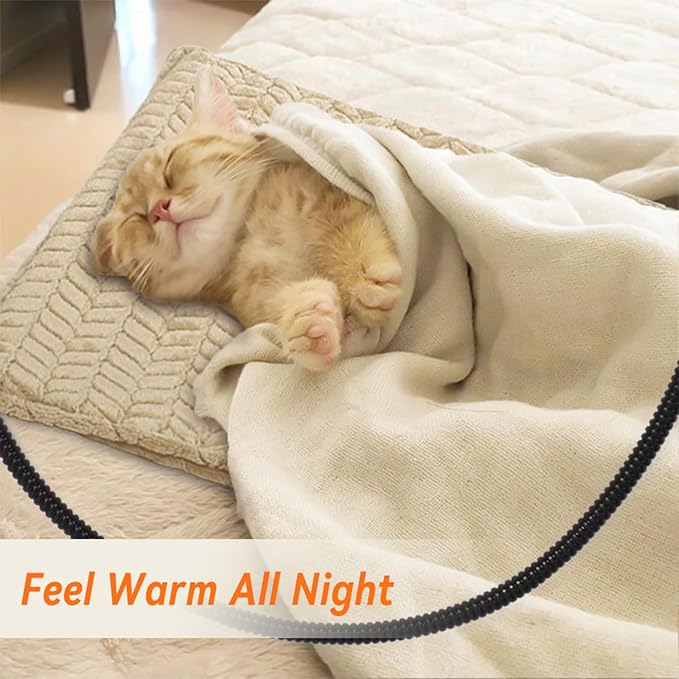 Heeyoo Pet Heating Pad, Adjustable Temperature Dog Cat Heating Pad with Timer, Waterproof Heated Dog Bed with Chew Resistant Cord, Auto Power-Off Indoor Pet Heated Mat for Dogs and Cats, 18" x 16"