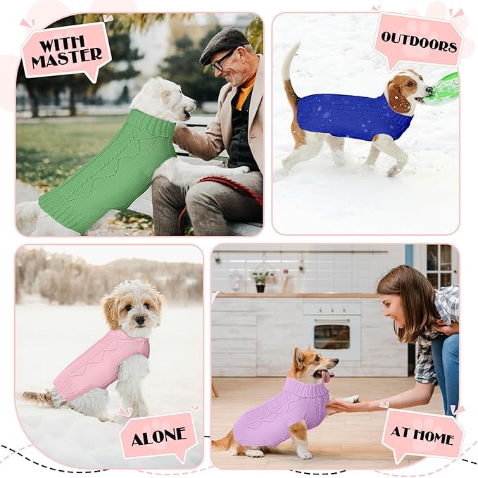 Dog Sweaters for Small Medium Large Dogs Girl, Soft Warm Turtleneck Pup Dogs Shirt, Double Knitting Collar for Outdoor Playing, Warm Dog Clothes