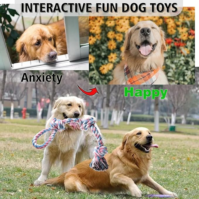 Dog Rope Toys, Indestructible Dog Toy, Dog Chew Toys for Aggressive Chewers, Tough Puppy Teething Chew Toys for Boredom, Dental Cleaning Tug of War Dog Toy, Great for Small to Large Breed
