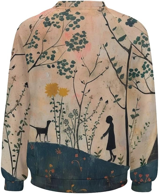 Long Sleeve Shirts for Women Cat Oil Painting Shirt 3D Graphic Sweatshirts Fall Pullover Crewneck Vintage Boho Tops