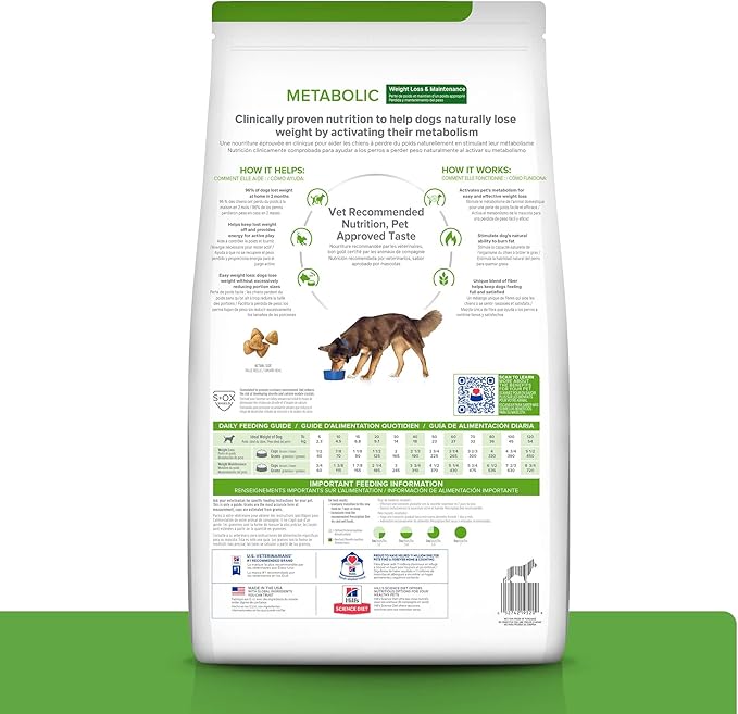 Hill's Prescription Diet Metabolic Weight Management Chicken Flavor Dry Dog Food, Veterinary Diet, 27.5 lb. Bag