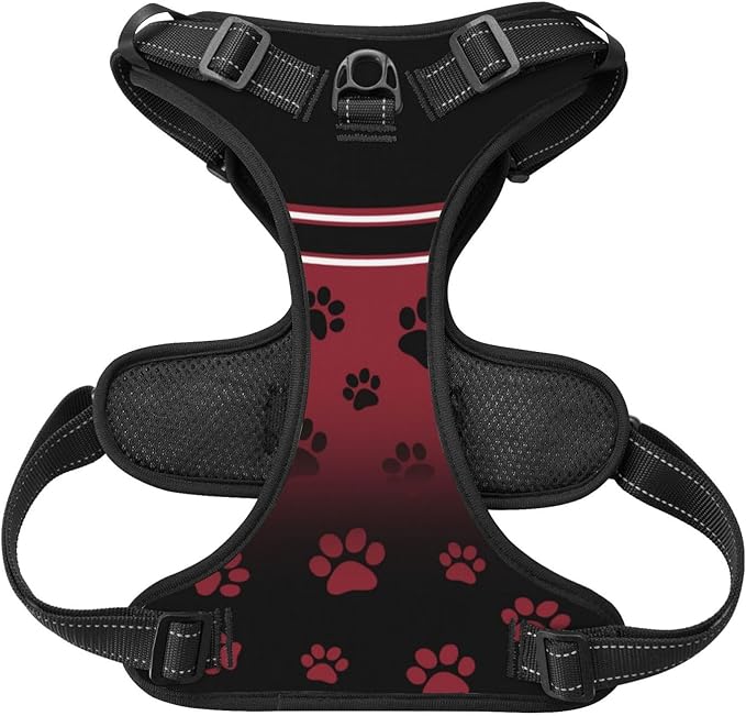 Custom Atlanta Dog Harness with Reflective Stripes Personalized Name and Number Dog Vest Harness with Pet Traction Rope for Small Medium Large Dog