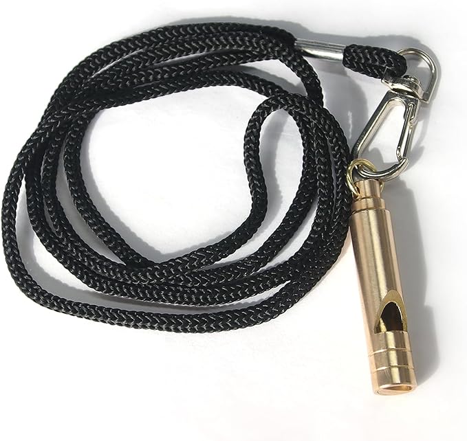 Brass Survival Whistle, 125 dB Loud Emergency Whistle with Lanyard for Hiking, Camping, Pet Training, and Coaching