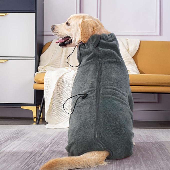 ROZKITCH XL Dog Pajamas, Pet Windproof Warm Cold Weather Jacket Vest Cozy Jumpsuit Apparel Outfit Clothes for Small Medium Large Dog Walking Hiking Sleep Grey XL