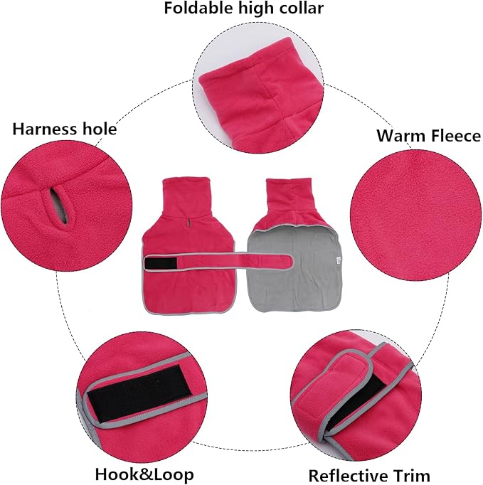 Geyecete Dachshund Sweaters for Dogs, Dachshund Coat Perfect Dog Winter Coat with Padded Fleece Lining and high Collar,Dog Snowsuit with Adjustable Bands Sizes-Pink-M