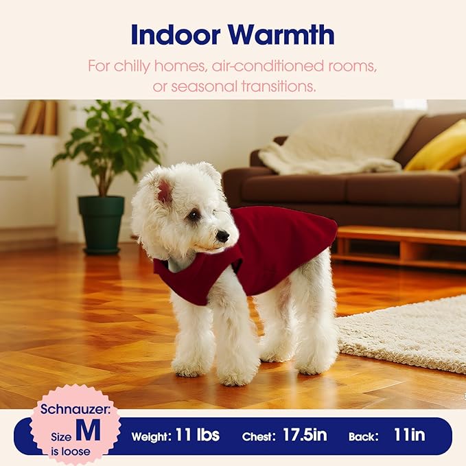 FUAMEY Dog Fleece Vest for Large Dogs,Warm Stretchy Dog Sweatshirts Pullover with Leash Hole Dogs Sweater Soft Pet Turtleneck Cozy Pet Vest Lightweight Sleeveless Red L