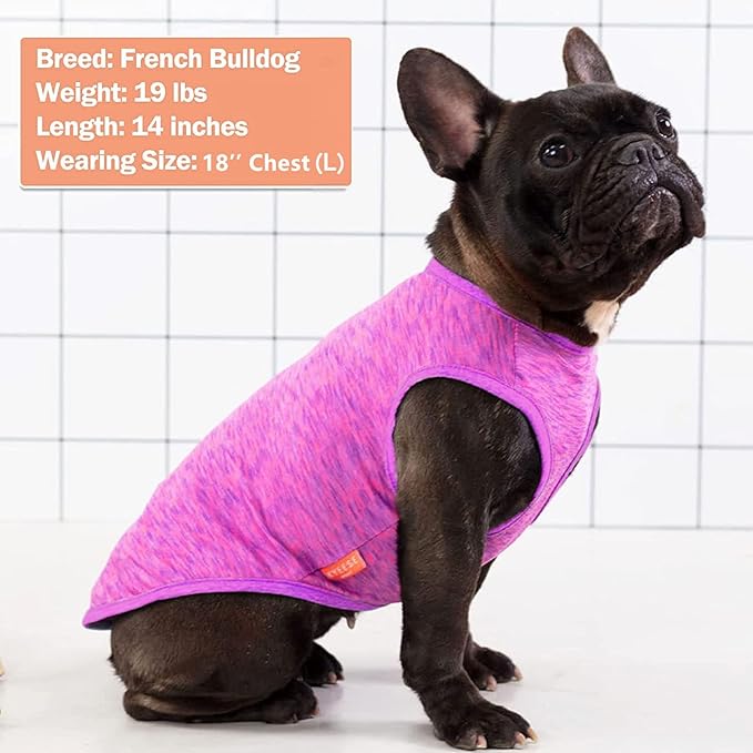 KYEESE 2 Pack Dog Shirts Quick Dry Soft Stretchy Pet T-Shirts with Reflective Label Tank Top Sun Protection Sleeveless Vest Dog Clothes for Small Medium Dogs, XX-Large, Purple+Pink