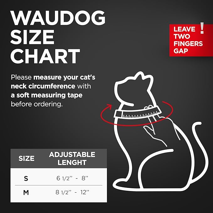 WAUDOG Nylon Cat Collar with Removable Bell and QR ID Tag for Small, Medium and Large Breeds Adjustable Long Lasting Durable Kitten Collars Boy & Girl