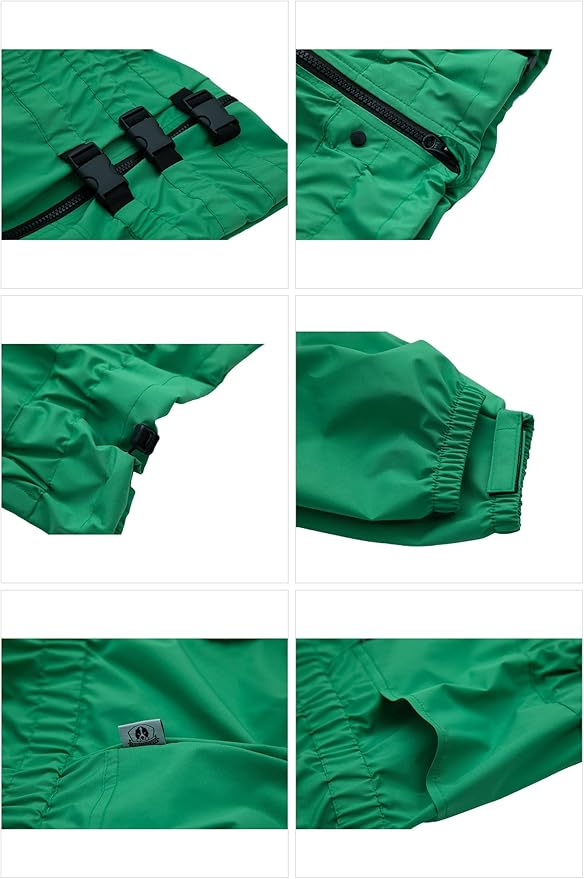 Dogs Waterproof Jacket, Lightweight Waterproof Jacket Reflective Safety Dog Raincoat Windproof Snow-Proof Dog Vest for Small Medium Large Dogs Green XXL