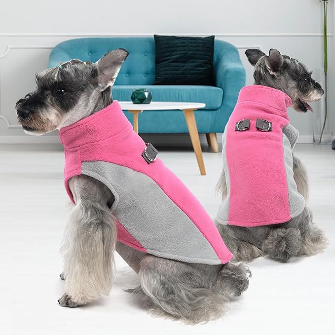 KOOLTAIL Small Dog Sweater - Dog Fleece Vest Jacket with Leash D-Ring for Small Medium Dogs, Soft Pullover Winter Warm Cold Weather Coats, Pet Fall Clothes Outfit for Puppy Cat Boys & Girls, Pink S