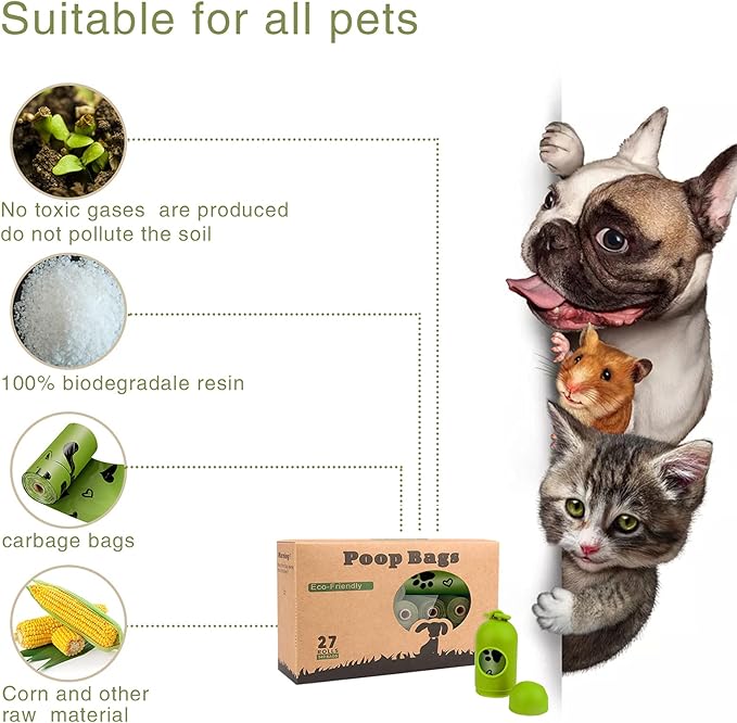 Dog Poop Bag Biodegradable - 540 Count Dog Waste Bags with Dispenser, Extra Thick Strong Leak Proof Poop Bags for Dogs Doggy | Scented