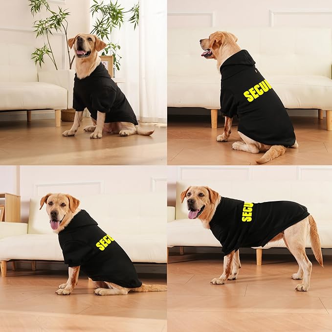 EXPAWLORER Security Dog Hoodie Puppy Sweater - Dog Sweatshirt Soft Fleece Lined Pet Clothes, Cold Weather Hooded Jacket Coat Keep Warm for Small Medium Large Dogs, 2X-Large