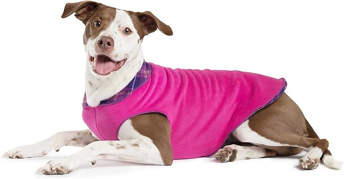 Goldpaw Duluth Double Fleece Dog Sweater Vest for Small Dogs - Soft, Stretchy Dog Fleece - Warm Pet Jacket for Fall and Winter - Premium Pet Outerwear - Machine Washable - Mulberry/Fuchsia - Size 12