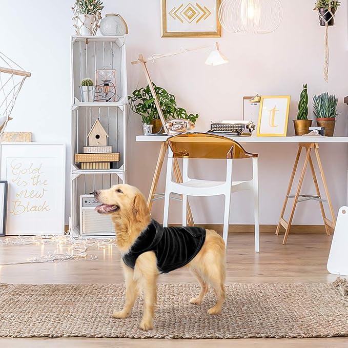 EXPAWLORER Dog Hoodie Fleece Sweater Vest, Hooded Dog Sweatshirt Fall Winter Pet Clothes with Leash Hole, Sleeveless Warm Cozy Puppy Clothing for Cat Small Medium Large Dogs Girl Boy, Black XXL