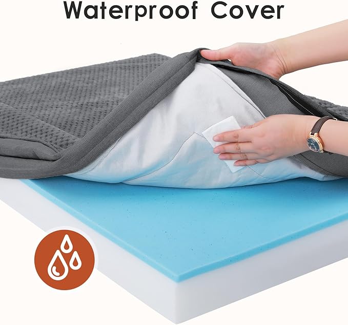 Orthopedic Dog Bed Medium Size Dog, Memory Foam Pet Bed for Medium and Large Dogs, Washable Removable Cover, Nonskid Bottom, Waterproof, 35x23x6 Inches, Dark Grey