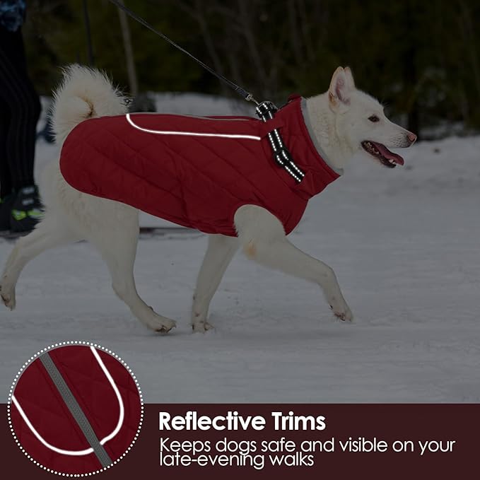 AOFITEE Small Dog Winter Coat, Waterproof Dog Winter Jacket with Zipper & Fleece Collar, Reflective Dogs Puffer Jacket, Small Pet Snow Coat Snowsuit for Yorkshire, West Highland