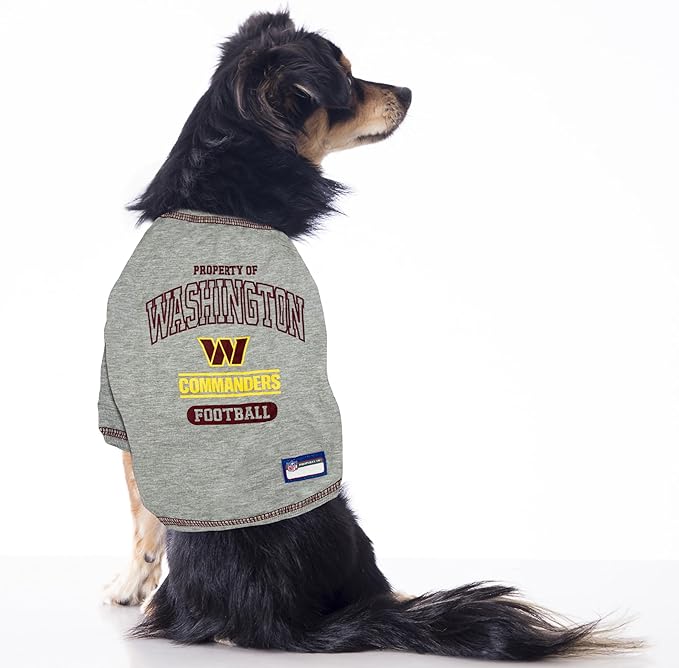 NFL Washington Commanders Dog T-Shirt Large. - Licensed Shirt for Pets Team Colored with Team Logos- Premium Stretchable Materials for The Comfort of Your Dog & Cat