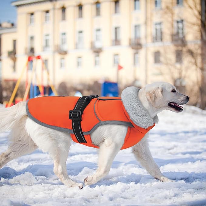 Lelepet Warm Dog Winter Coat Reflective Dog Jacket Fleece Vest Waterproof Windproof Cold Weather Coats with Adjustable Buckle Turtleneck Pet Snowsuit for Small Medium Large Dogs,Boxer,Pitbull,XXL