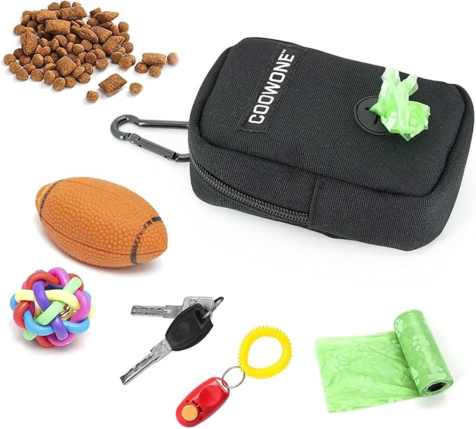 COOWONE Dog Treat Pouch with Clip, Treat Pouches for Pet Training, Small Dog Treat Container Treat Bag for Leash, Waterproof Dog Treat Bag, Hands-free Training Pouch