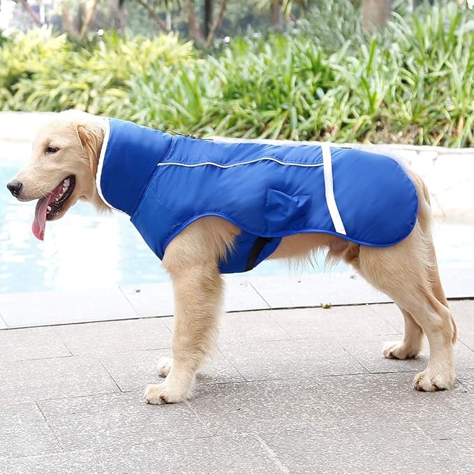 QBLEEV Warm Dog Coat Reflective Dog Jacket, Waterproof Dog Winter Coat Turtleneck Dog Clothes for Cold Weather, Thick Fleece Dog Snowsuit Christmas Dog Vest Pet Apparel for Small Medium Large Dogs 3XL