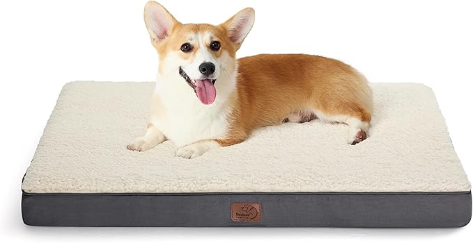 Bedsure Dog Bed Medium Size Dog - Comfy Flat Puppy Beds with Removable Washable Cover, Orthopedic Egg Crate Foam Pet Mat, Suitable for Pet Up to 30 lbs