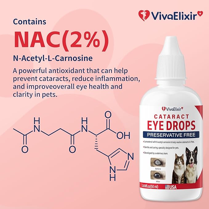 Cataract drops for dogs– Dog Eye Drops Improve Vision Clarity, Improve Eye Vision and Cataracts– 2.03 fl oz (60 mL)