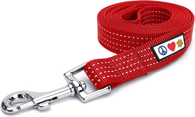 Pawtitas 6 FT Pet Puppy Leash Reflective Dog Leash Comfortable Handle Highly Reflective Threads Heavy Duty Dog Training Leash Available as a 6 ft Small Dog Red Leash