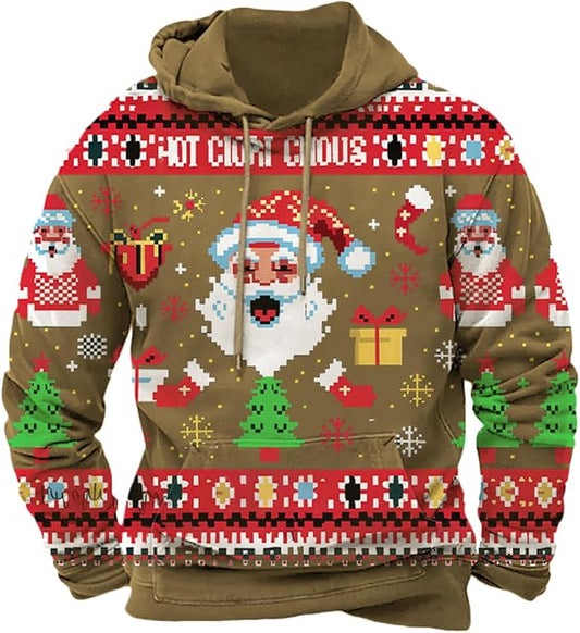 HOTYD Mens Western Aztec Sweatshirts Long Sleeve Fall Fashion Drawstring Pullover Vintage Graphic Cowboy Hoodie for Men