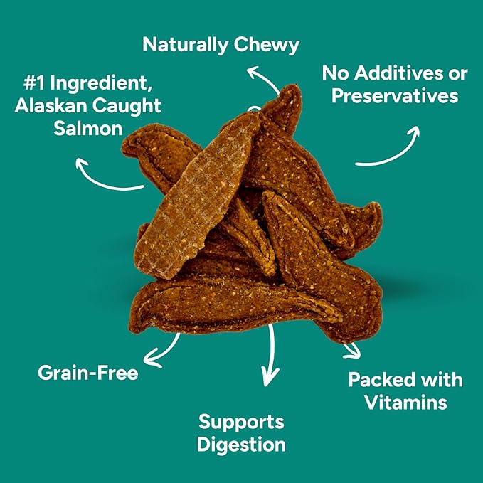 Gaines Family Farmstead Salmon & Sweet Potato Fillets for Dogs - 40 oz Pouch, All-Natural Dog Treats – Wild Caught Alaskan Salmon, Soft Chew, Limited Ingredients, Made in USA