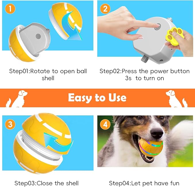 Interactive Dog Toy, Smart Interactive Dog Ball Remote Control, Automatic Moving, Bouncing, Vibrating Pet Toys for Medium Large Dogs, Safe Material, Rechargeable and Waterproof