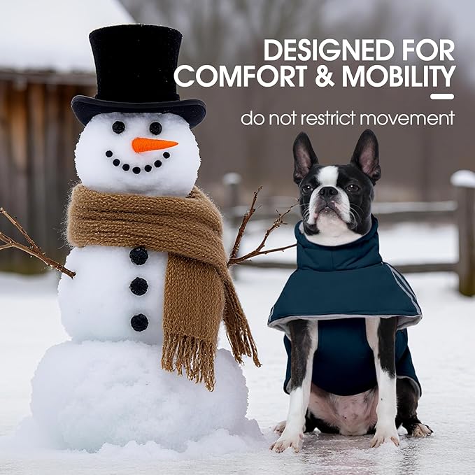 FUAMEY Dog Cold Weather Coats,Dog Winter Jackets for Large Dogs Warm Dogs Coat with Reflective Strips Waterproof Pet Snowsuit Thick Paded Pets Vest for Beagle Corgi Blue L