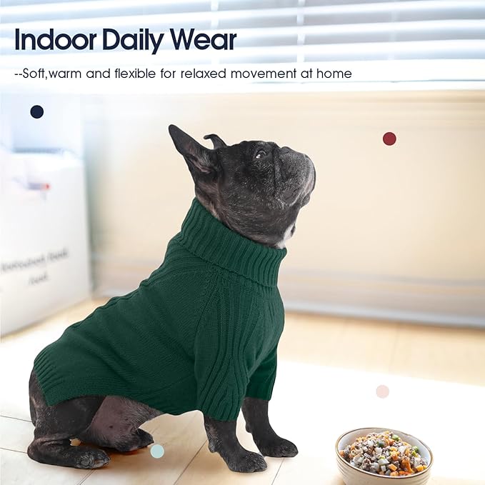 IECOii XXL Dog Sweater,Thermal Knit Big Dog Sweater Christmas,Pet Turtleneck Doggy Sweatshirt for Extra Large Dogs Boy Girl,Stretchy Large Dogs Cold Weather Outfit Pitbull Clothes,(Green XXL)